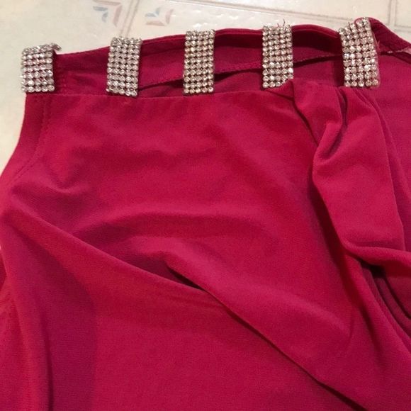 DRESSBARN Collection Rhinestone Cold Shoulder Top - Picture 4 of 8